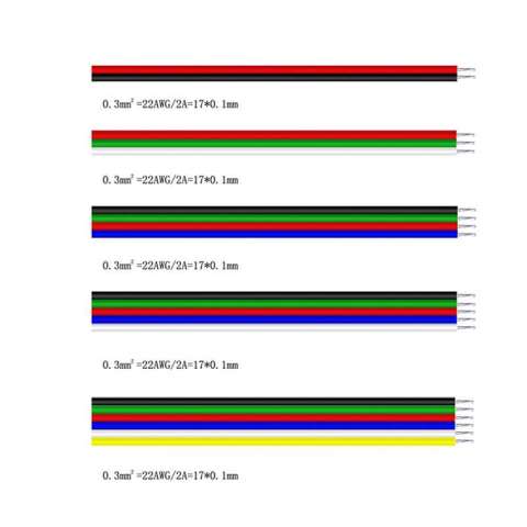 2Pin 3Pin 4Pin 5Pin 6Pin For WS2812B WS2811 5050 2835 5730 Led Strip Light 22AWG Led Wire Cable